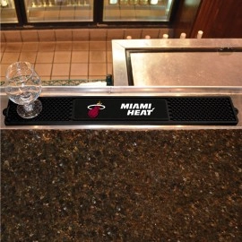 FANMATS 14051 Miami Heat Drink Bar Mat - 3.25in. x 24in. - Durable Dish Drying Mat, Easy Clean, Counter Mat