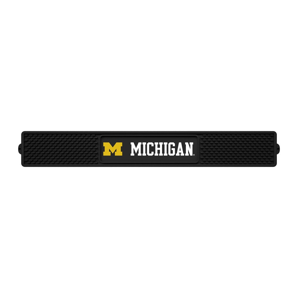 FANMATS 14019 Michigan Wolverines Drink Bar Mat - 3.25in. x 24in. - Durable Dish Drying Mat, Easy Clean, Counter Mat