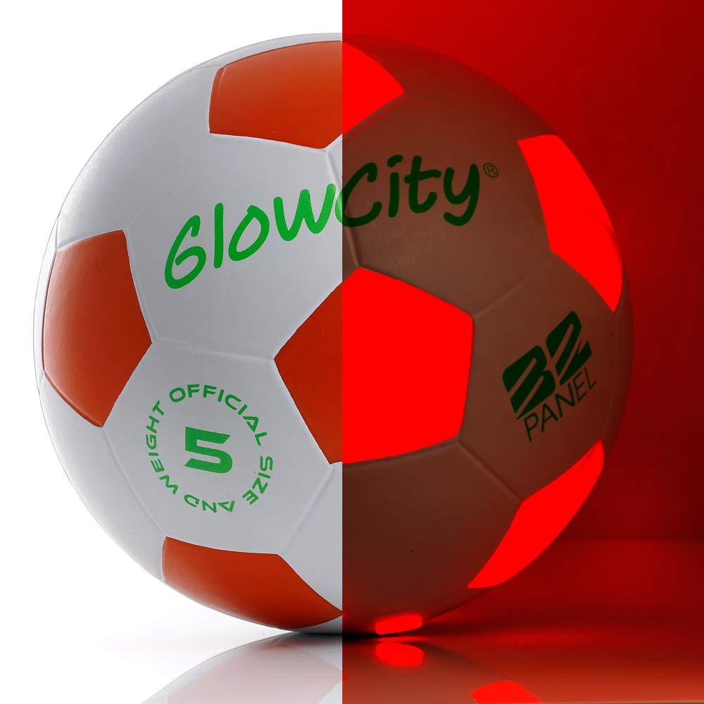 Light Up-Soccer Ball Size 5|Glow in The Dark|Official Size and Weight|Uses 2 Hi-Bright LED Lights|Perfect for A Night Match in The Dark or Kickball League-Spare Batteries Included