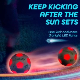 Light Up-Soccer Ball Size 5|Glow in The Dark|Official Size and Weight|Uses 2 Hi-Bright LED Lights|Perfect for A Night Match in The Dark or Kickball League-Spare Batteries Included