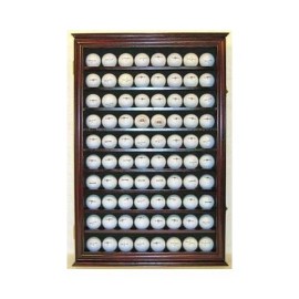 Displaygifts 80 Novelty/Fan Shop Golf Ball Display Case Holder Wall Cabinet (Mahogany Finish)