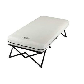 Coleman Twin Airbed Folding Cot With Side Table And 4D Battery Pump, White
