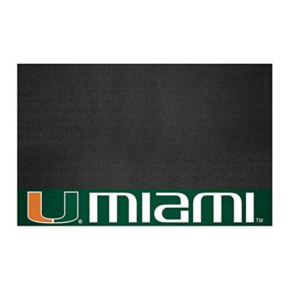 Fanmats Ncaa University Of Miami Hurricanes Vinyl Grill Mat , Black , 26X42