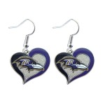 Nfl Baltimore Ravens Swirl Heart Earrings