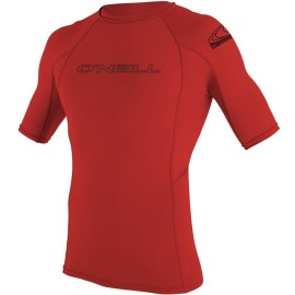 O'Neill Men's Basic Skins UPF 50+ Short Sleeve Rash Guard, Red, Medium