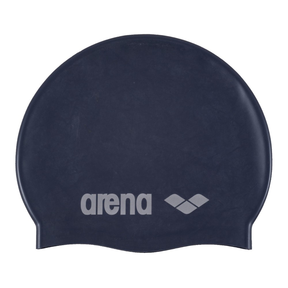 Arena Classic Junior Silicone Unisex Swim Cap For Girls And Boys Comfortable Durable Kids Pool Bathing Cap, One Size, Denim/Silver