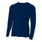 A4 Mens Cooling Performance Long Sleeve Crew, 3XL, Navy