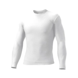 A4 Mens Long Sleeve Compression Crew, Small, White