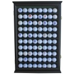DisplayGifts 80 Golf Ball Display Case Cabinet Wall Rack Holder Solid Wood Frame with 98% UV Protection Lockable Acrylic Door, Wall Mounted or Stand Great Golfer's Gift (Black Finish)