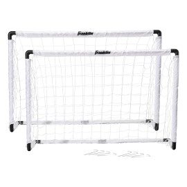 Franklin Sports Kids Soccer Goal Set - Portable Backyard Youth Soccer Goals - 2 Mini Soccer Goals With Ground Stakes - 54