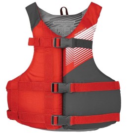 Stohlquist Waterware Fit Adult Pfd Life Vest - Coast Guard Approved, Easily Adjustable For Full Mobility, Lightweight Buoyancy Foam, Pvc Free Adult Oversizexl, Red Gray