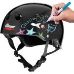 Wipeout Dry Erase Kids Helmet for Bike, Skate, and Scooter, Black, Ages 5+ (WP4002)