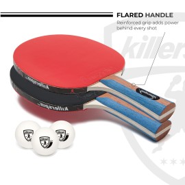 Killerspin JETSET 4 Premium Set - Table Tennis Set with 4 Ping Pong Paddles With Premium Rubbers and 6 Ping Pong Balls