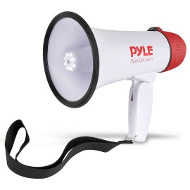 Pyle Megaphone Speaker PA Bullhorn - Built-in Siren & LED Lights - 30 Watts & Adjustable Vol. Control - for Football Soccer, Baseball Basketball Cheerleading Fans Coaches & Safety Drills (PMP37LED)