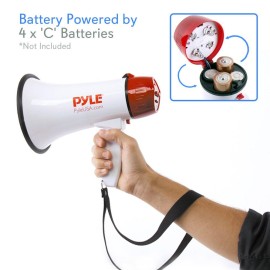 Pyle Megaphone Speaker PA Bullhorn - Built-in Siren & LED Lights - 30 Watts & Adjustable Vol. Control - for Football Soccer, Baseball Basketball Cheerleading Fans Coaches & Safety Drills (PMP37LED)