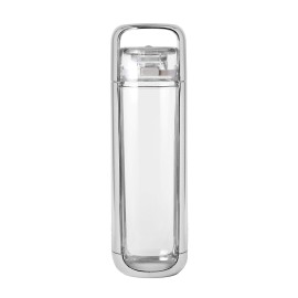 KOR ONE BPA Free Clear Reusable Water Bottle I Chrome I 750mL I 25 Oz I Safe & Non-Toxic I Sustainable & Eco-Friendly I Leak Proof I One Click Cap w/ Handle I Wide Mouth I Great for Travel & Workouts