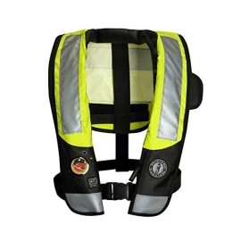 Mustang Survival - High Visibility HIT Inflatable PFD Hydrostatic (Fluorescent Green - One Size) - USCG Approved, 38lbs of Buoyancy, Bright Fluorescent Yellow-Green Inflation Cell