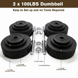 Unipack MTN Gearsmith Adjustable Dumbbell Set, Black-Painted, 200-Lbs