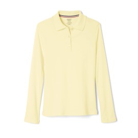 French Toast Girls Size Uniform Long Sleeve Polo With Picot Collar (Standard Plus), Yellow, 1012 Plus