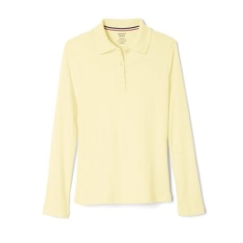 French Toast Girls Size Uniform Long Sleeve Polo With Picot Collar (Standard Plus), Yellow, 1012 Plus