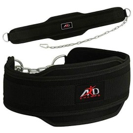 Ard Neoprene Dipping Belt Weight Lifting Belt Gym Belt Excercise Belt Heavy Chain Black
