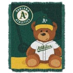 Northwest Mlb Oakland Athletics Woven Jacquard Tapestry Throw Blanket, 36 X 46, Field Bear