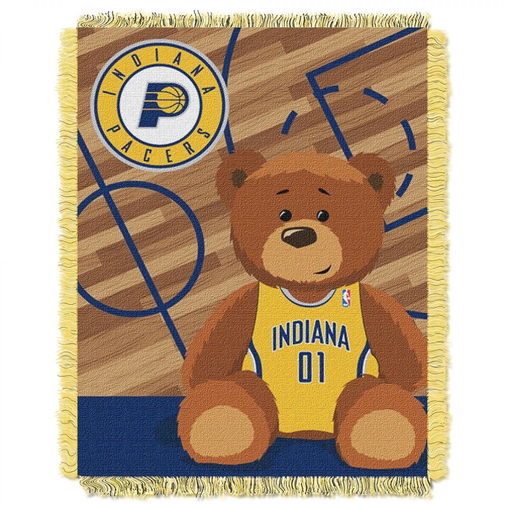 Officially Licensed NBA Indiana Pacers Half Court Woven Jacquard Baby Throw Blanket, 36