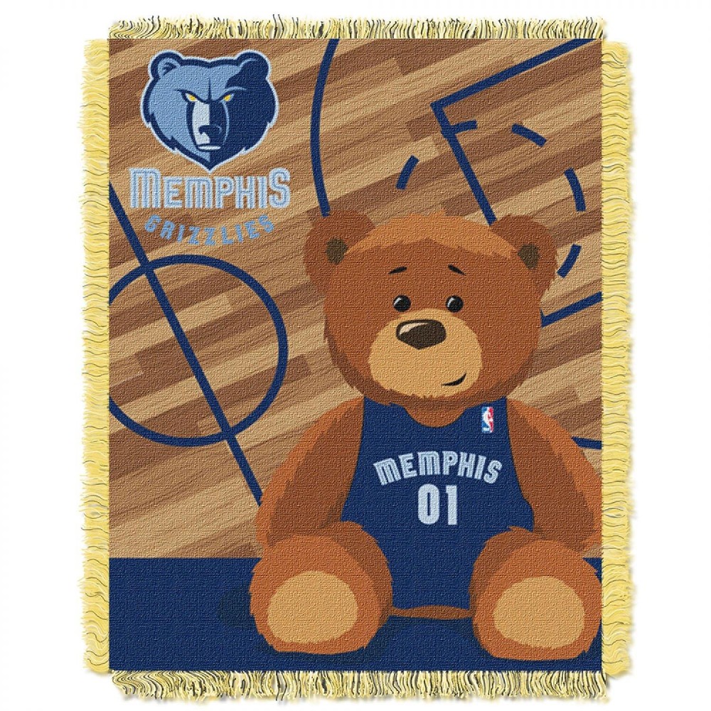 Officially Licensed NBA Memphis Grizzlies Half Court Woven Jacquard Baby Throw Blanket, 36