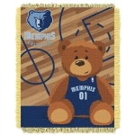 Officially Licensed NBA Memphis Grizzlies Half Court Woven Jacquard Baby Throw Blanket, 36
