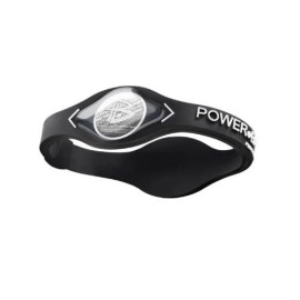 Power Balance Silicone Wristband - Genuine (Black W/White Lettering, S)