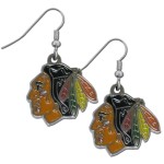 NHL Siskiyou Sports Womens Chicago Blackhawks Chrome Dangle Earrings One Size Team Colors