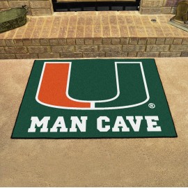 FANMATS 14665 Miami Hurricanes Man Cave All-Star Rug - 34 in. x 42.5 in.