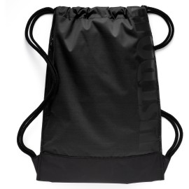 Nike Brasilia Training Gymsack, Drawstring Backpack with Zippered Sides, Water-Resistant Bag, Black/Black/White