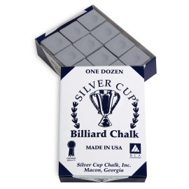 Silver Cup Pewter Billiard Chalk Made in USA - 12 Pc Set