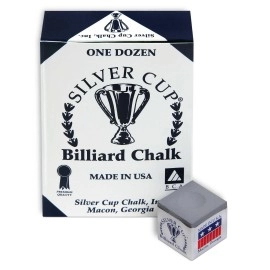 Silver Cup Pewter Billiard Chalk Made in USA - 12 Pc Set