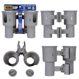 Robocup, Gray, Updated Version, Best Cup Holder For Drinks, Fishing Pole, Boat, Beach Chair/Golf Cart/Wheelchair/Walker