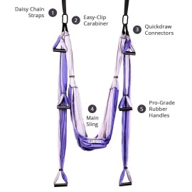 YOGABODY Yoga Trapeze Pro - Yoga Inversion Swing with Free Video Series and Pose Chart, Purple