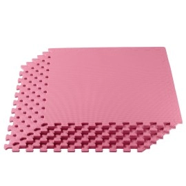 We Sell Mats 3/8 Inch Thick Multipurpose Exercise Floor Mat With Eva Foam, Interlocking Tiles, Anti-Fatigue For Home Or Gym, 24 In X 24 In