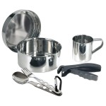 Laken Stainless Steel Mess Kit Camping Cooking Set With Neoprene Cover And Cup