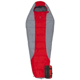 Teton Sports Tracker 5 Lightweight Mummy Sleeping Bag; Great For Hiking, Backpacking And Camping; Free Compression Sack Red/Grey, Adult - 87