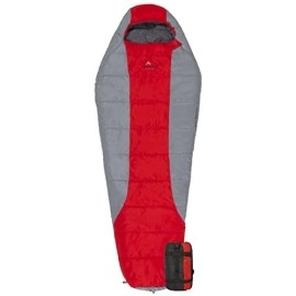 Teton Sports Tracker 5 Lightweight Mummy Sleeping Bag; Great For Hiking, Backpacking And Camping; Free Compression Sack Red/Grey, Adult - 87