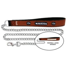 NFL Baltimore Ravens Football Leather 2.5mm Chain Leash, Medium