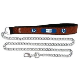 NFL Indianapolis Colts Football Leather 2.5mm Chain Leash, Medium