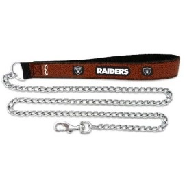 NFL Oakland Raiders Football Leather 3.5mm Chain Leash, Large