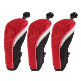 Andux Golf Hybrid Club Head Covers with Interchangeable No. Tag Pack of 3 Red