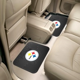 FANMATS 12302 NFL Pittsburgh Steelers Back Row Utility Car Mats - 2 Piece Set, 14in. x 17in., All Weather Protection, Universal Fit, Deep Resevoir Design, Molded Team Logo