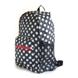 Foldable Backpack Light Weight and Durable, Black & White Polka Dots