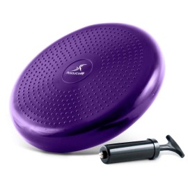 Prosourcefit Core Balance Disc Trainer, 14 Diameter With Pump For Improving Posture, Fitness, Stability, Purple