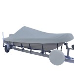 Styled To Fit Boat Cover V-Hull Center Console Shallow Draft Fishing Boat Ob Motor - Length:196 Width:102 Mist Gray Sun-Dura