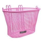 BIRIA Basket with Hooks Pink, Front, Removable, Wire mesh Small Kids Bicycle Basket, Pink